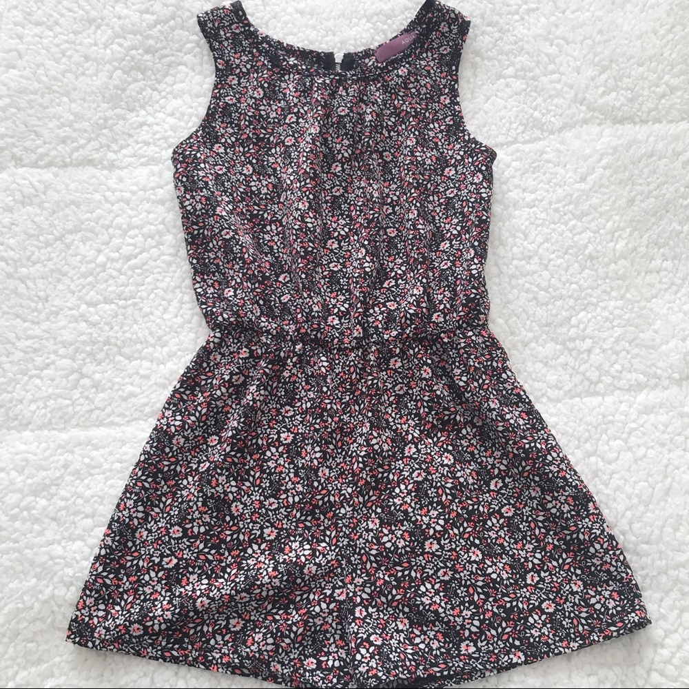 Aqua Kids Girls Pink/Black/White Floral Romper